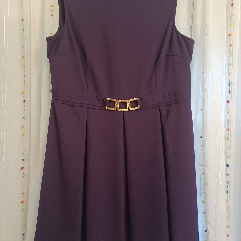 BLACK LABEL by EVAN- PICONE Plum Purple Classic Sleeveless Dress Size 16 - Picture 4 of 13